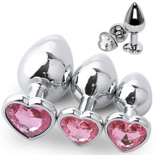 Load image into Gallery viewer, 3 Size Anal Plug Heart Stainless Steel Crystal Anal Plug Removable Butt Plug Stimulator Anal Sex Toys Prostate Massager Dildo

