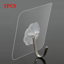 Load image into Gallery viewer, 3Pcs Hanger Hook Transparent Strong Adhesive Wall Hangers Hooks Vacuum Suction Cup Heavy Bathroom Stainless Steel Hanger
