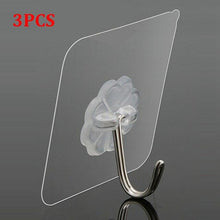 Load image into Gallery viewer, 3Pcs Hanger Hook Transparent Strong Adhesive Wall Hangers Hooks Vacuum Suction Cup Heavy Bathroom Stainless Steel Hanger
