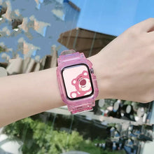 Load image into Gallery viewer, Newest Clear Band + Case for Apple Watch Series 7 6 SE 5 4 44mm 42mmTransparent for iwatch Strap 3 2 1  38mm 40mm Plastic Strap
