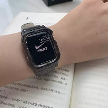 Load image into Gallery viewer, Newest Clear Band + Case for Apple Watch Series 7 6 SE 5 4 44mm 42mmTransparent for iwatch Strap 3 2 1  38mm 40mm Plastic Strap
