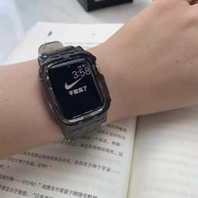 Load image into Gallery viewer, Newest Clear Band + Case for Apple Watch Series 7 6 SE 5 4 44mm 42mmTransparent for iwatch Strap 3 2 1  38mm 40mm Plastic Strap
