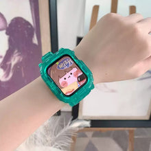 Load image into Gallery viewer, Newest Clear Band + Case for Apple Watch Series 7 6 SE 5 4 44mm 42mmTransparent for iwatch Strap 3 2 1  38mm 40mm Plastic Strap
