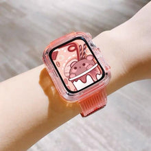 Load image into Gallery viewer, Newest Clear Band + Case for Apple Watch Series 7 6 SE 5 4 44mm 42mmTransparent for iwatch Strap 3 2 1  38mm 40mm Plastic Strap
