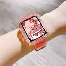 Load image into Gallery viewer, Newest Clear Band + Case for Apple Watch Series 7 6 SE 5 4 44mm 42mmTransparent for iwatch Strap 3 2 1  38mm 40mm Plastic Strap
