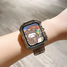 Load image into Gallery viewer, Newest Clear Band + Case for Apple Watch Series 7 6 SE 5 4 44mm 42mmTransparent for iwatch Strap 3 2 1  38mm 40mm Plastic Strap
