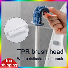 Load image into Gallery viewer, Wall Hanging TPR Toilet Brush with Holder Set Silicone Bristles for Floor Bathroom Cleaning

