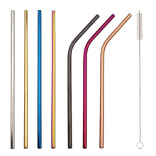 Load image into Gallery viewer, 2pcs Stainless Steel Straw Reusable Metal Drinking Straw Wholesale With Cleaning Brush Eco Friendly Party Bar Accessory

