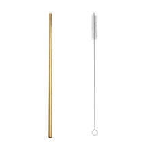 Load image into Gallery viewer, 2pcs Stainless Steel Straw Reusable Metal Drinking Straw Wholesale With Cleaning Brush Eco Friendly Party Bar Accessory
