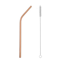 Load image into Gallery viewer, 2pcs Stainless Steel Straw Reusable Metal Drinking Straw Wholesale With Cleaning Brush Eco Friendly Party Bar Accessory
