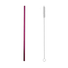 Load image into Gallery viewer, 2pcs Stainless Steel Straw Reusable Metal Drinking Straw Wholesale With Cleaning Brush Eco Friendly Party Bar Accessory
