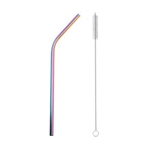Load image into Gallery viewer, 2pcs Stainless Steel Straw Reusable Metal Drinking Straw Wholesale With Cleaning Brush Eco Friendly Party Bar Accessory

