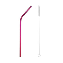 Load image into Gallery viewer, 2pcs Stainless Steel Straw Reusable Metal Drinking Straw Wholesale With Cleaning Brush Eco Friendly Party Bar Accessory
