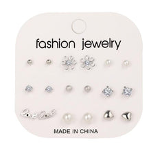 Load image into Gallery viewer, FNIO Women's Earrings Set Pearl Earrings For Women Bohemian Fashion Jewelry 2020 Geometric Crystal Heart Stud Earrings
