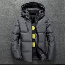 Load image into Gallery viewer, Winter Warm Men Jacket Coat Casual Autumn Stand Collar Puffer Thick Hat White Duck Parka Male Men's Winter Down Jacket With Hood

