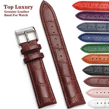 Load image into Gallery viewer, Genuine Leather Watchbands 12/14/16/18/20/22/24 mm Watch Band Strap Steel Pin buckle High Quality Wrist Belt Bracelet + Tool
