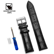 Load image into Gallery viewer, Genuine Leather Watchbands 12/14/16/18/20/22/24 mm Watch Band Strap Steel Pin buckle High Quality Wrist Belt Bracelet + Tool
