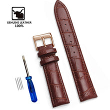 Load image into Gallery viewer, Genuine Leather Watchbands 12/14/16/18/20/22/24 mm Watch Band Strap Steel Pin buckle High Quality Wrist Belt Bracelet + Tool
