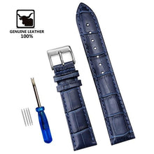 Load image into Gallery viewer, Genuine Leather Watchbands 12/14/16/18/20/22/24 mm Watch Band Strap Steel Pin buckle High Quality Wrist Belt Bracelet + Tool
