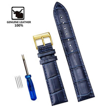 Load image into Gallery viewer, Genuine Leather Watchbands 12/14/16/18/20/22/24 mm Watch Band Strap Steel Pin buckle High Quality Wrist Belt Bracelet + Tool
