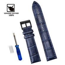 Load image into Gallery viewer, Genuine Leather Watchbands 12/14/16/18/20/22/24 mm Watch Band Strap Steel Pin buckle High Quality Wrist Belt Bracelet + Tool
