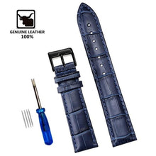 Load image into Gallery viewer, Genuine Leather Watchbands 12/14/16/18/20/22/24 mm Watch Band Strap Steel Pin buckle High Quality Wrist Belt Bracelet + Tool

