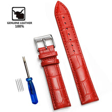 Load image into Gallery viewer, Genuine Leather Watchbands 12/14/16/18/20/22/24 mm Watch Band Strap Steel Pin buckle High Quality Wrist Belt Bracelet + Tool
