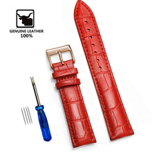 Load image into Gallery viewer, Genuine Leather Watchbands 12/14/16/18/20/22/24 mm Watch Band Strap Steel Pin buckle High Quality Wrist Belt Bracelet + Tool
