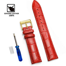 Load image into Gallery viewer, Genuine Leather Watchbands 12/14/16/18/20/22/24 mm Watch Band Strap Steel Pin buckle High Quality Wrist Belt Bracelet + Tool
