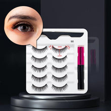 Load image into Gallery viewer, 5 Pairs/Set Magnetic Eyelashes False Lashes Repeated Use Eyelashes Waterproof Liquid Eyeliner With Tweezer Makeup Set
