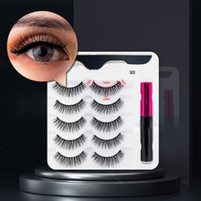 Load image into Gallery viewer, 5 Pairs/Set Magnetic Eyelashes False Lashes Repeated Use Eyelashes Waterproof Liquid Eyeliner With Tweezer Makeup Set
