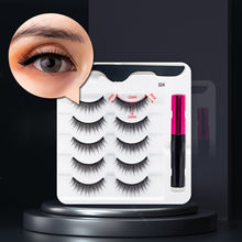 Load image into Gallery viewer, 5 Pairs/Set Magnetic Eyelashes False Lashes Repeated Use Eyelashes Waterproof Liquid Eyeliner With Tweezer Makeup Set
