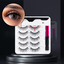 Load image into Gallery viewer, 5 Pairs/Set Magnetic Eyelashes False Lashes Repeated Use Eyelashes Waterproof Liquid Eyeliner With Tweezer Makeup Set
