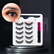 Load image into Gallery viewer, 5 Pairs/Set Magnetic Eyelashes False Lashes Repeated Use Eyelashes Waterproof Liquid Eyeliner With Tweezer Makeup Set

