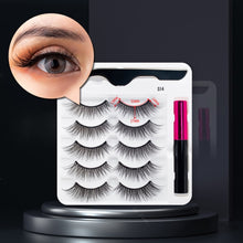 Load image into Gallery viewer, 5 Pairs/Set Magnetic Eyelashes False Lashes Repeated Use Eyelashes Waterproof Liquid Eyeliner With Tweezer Makeup Set
