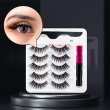 Load image into Gallery viewer, 5 Pairs/Set Magnetic Eyelashes False Lashes Repeated Use Eyelashes Waterproof Liquid Eyeliner With Tweezer Makeup Set
