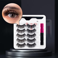 Load image into Gallery viewer, 5 Pairs/Set Magnetic Eyelashes False Lashes Repeated Use Eyelashes Waterproof Liquid Eyeliner With Tweezer Makeup Set
