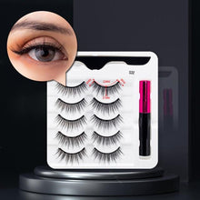Load image into Gallery viewer, 5 Pairs/Set Magnetic Eyelashes False Lashes Repeated Use Eyelashes Waterproof Liquid Eyeliner With Tweezer Makeup Set
