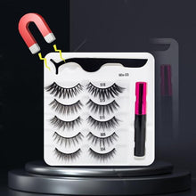Load image into Gallery viewer, 5 Pairs/Set Magnetic Eyelashes False Lashes Repeated Use Eyelashes Waterproof Liquid Eyeliner With Tweezer Makeup Set
