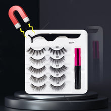 Load image into Gallery viewer, 5 Pairs/Set Magnetic Eyelashes False Lashes Repeated Use Eyelashes Waterproof Liquid Eyeliner With Tweezer Makeup Set
