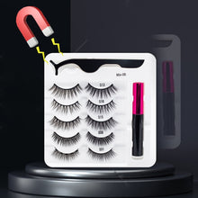 Load image into Gallery viewer, 5 Pairs/Set Magnetic Eyelashes False Lashes Repeated Use Eyelashes Waterproof Liquid Eyeliner With Tweezer Makeup Set
