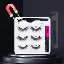 Load image into Gallery viewer, 5 Pairs/Set Magnetic Eyelashes False Lashes Repeated Use Eyelashes Waterproof Liquid Eyeliner With Tweezer Makeup Set

