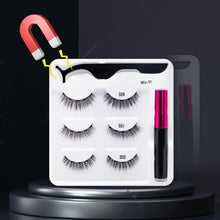 Load image into Gallery viewer, 5 Pairs/Set Magnetic Eyelashes False Lashes Repeated Use Eyelashes Waterproof Liquid Eyeliner With Tweezer Makeup Set
