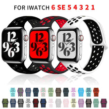 Load image into Gallery viewer, Silicone Strap For Apple Watch Band 44mm 40mm 42mm 38mm watchband Breathable bracelet correa iWatch serie 3 6 5 4 SE 7 45mm 41mm

