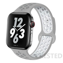 Load image into Gallery viewer, Silicone Strap For Apple Watch Band 44mm 40mm 42mm 38mm watchband Breathable bracelet correa iWatch serie 3 6 5 4 SE 7 45mm 41mm
