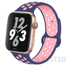 Load image into Gallery viewer, Silicone Strap For Apple Watch Band 44mm 40mm 42mm 38mm watchband Breathable bracelet correa iWatch serie 3 6 5 4 SE 7 45mm 41mm
