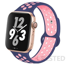 Load image into Gallery viewer, Silicone Strap For Apple Watch Band 44mm 40mm 42mm 38mm watchband Breathable bracelet correa iWatch serie 3 6 5 4 SE 7 45mm 41mm
