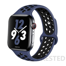 Load image into Gallery viewer, Silicone Strap For Apple Watch Band 44mm 40mm 42mm 38mm watchband Breathable bracelet correa iWatch serie 3 6 5 4 SE 7 45mm 41mm
