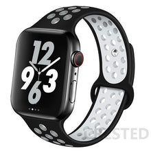 Load image into Gallery viewer, Silicone Strap For Apple Watch Band 44mm 40mm 42mm 38mm watchband Breathable bracelet correa iWatch serie 3 6 5 4 SE 7 45mm 41mm
