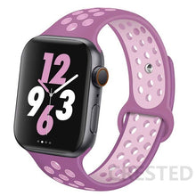 Load image into Gallery viewer, Silicone Strap For Apple Watch Band 44mm 40mm 42mm 38mm watchband Breathable bracelet correa iWatch serie 3 6 5 4 SE 7 45mm 41mm
